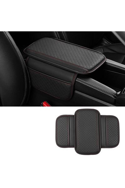 Choice Black 1pc Universal Car Arm Rest Cushion Pu Leather Breathable Center Console Box Cover Anti Scratch
