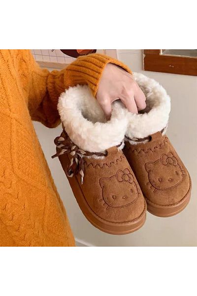 SANRIO 40-41 Hello Kitty Hello Kitty Snow Boots Anime Women Y2k Snow Boots Cute Warm Cotton S