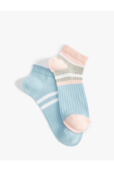 Koton Set 2 papuci cu dungi Sosete din bumbac multicolor