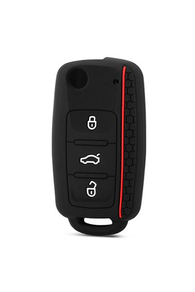 ALLOYSEED Red Silicone Car Key Fob Case Cover For Volkswagen Sagitar/polo/golf/bora/tiguan/touareg/phaeton/sea