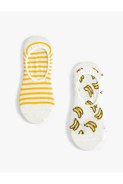 Koton Striped Ballerina Socks Set of 2 Banana Patterned
