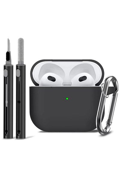 Choice airpods 3 black AirPods Pro Case Cover with Cleaner Kit,Soft Silicone Protective Case for Apple AirP