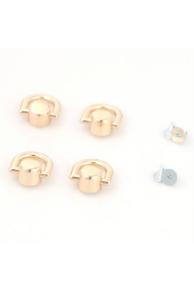 Choice 4pcs Gold 4 Pcs D Rings Rivets For Leather Purse Stud Screw Metal Ring Studs Rivets For Wallet Strap