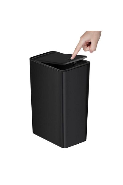 Choice 10l 1 Pack Black Bathroom Trash Can-10l Small Garbage Can With Press Top Lid For Toilet,bedroom,livi