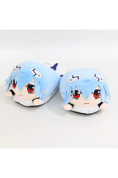 Choice 1 Evangelion Rei Ayanami Anime Figure Plush Slippers Animation Winter Cotton Slipper Thick Non-slip.