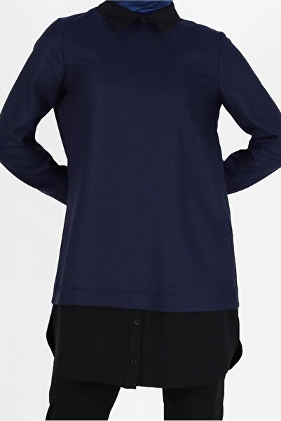 TRENDTESETTÜR Blue Shirt Collar Tunic - Women's 42444