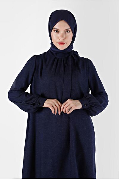 TRENDTESETTÜR Navy Blue Women's Tunic with Tie Detail - A.Dark Blue t 42259-1