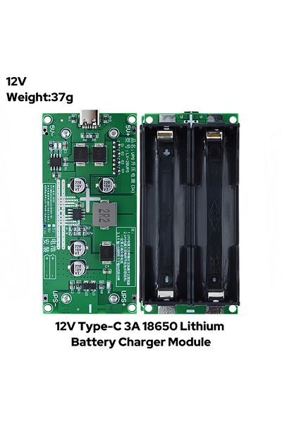 Choice 12v Type-c 15w 3a 18650 Lithium Battery Charger Module Dc-dc Step Up Booster Fast Charge Ups Power S