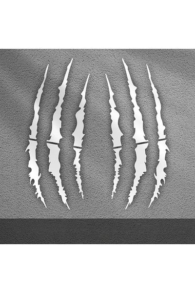 Choice 25x16CM WHITE 1PC Monster Claw Scratch Motorcycle Stickers for Helmet Tank Side Strips Vinyl Decals