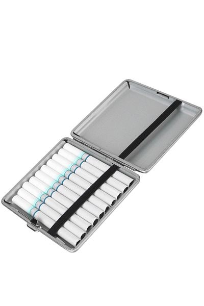 Choice Gray For 20pcs Cigarettes Double-open Leather Cigars Cigarette Cases Cigarette Tools 1pcs Stainless