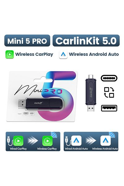 Choice 2air CarlinKit 5.0 &4 Wireless CarPlay Wireless Android Auto Box 2.4G&5.8Ghz WiFi BT Auto Connect...