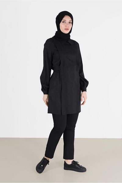 TRENDTESETTÜR Women's Black Tie-Detail Tunic t 42377