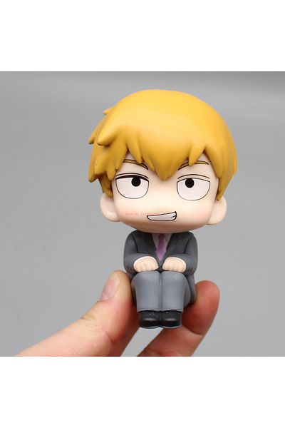 Choice B Mob Psycho 100 Anime Figures Gk Reigen Arataka Q Edition Kawaii Sitting Palm Series Model Doll De.