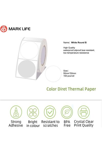 MARKLIFE 5050round Wireless Label Printer P50 Inkless Bluetooth Thermal Label Maker Adhesive Label Sticker Ma