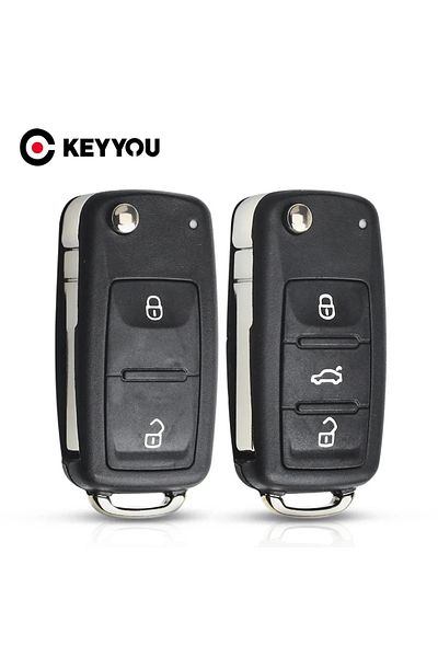 KEYYOU 3 Buttons Flip Remote Folding Key Shell Case For Vw Volkswagen Tiguan Golf Sagitar Polo Mk6
