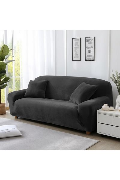 Choice 3seat( 190-230cm) Dark Grey Velvet Sofa Cover Thick Elastic 1/2/3/4 Seater Sofa Cover For Living Roo
