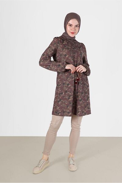 TRENDTESETTÜR Pink Rose Patterned Women's Tunic - t 42319