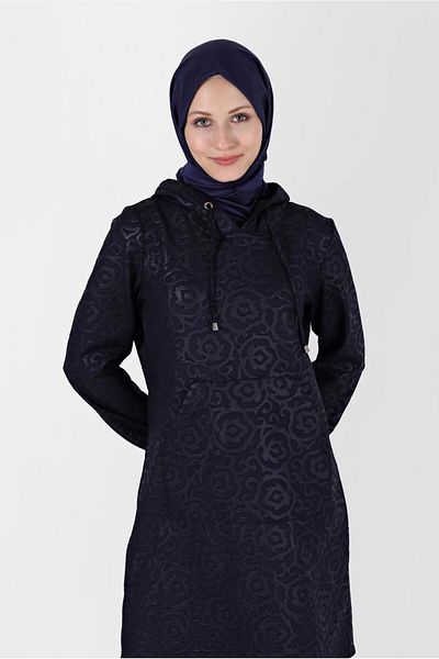 TRENDTESETTÜR Navy Blue Patterned Women's Tunic - t 42368