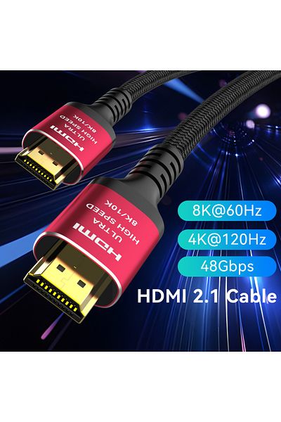 CYANMI <=0.5m 1pack 8k Hdmi 2.1 Cables, 48gbps , Hdmi 8k Braided Cord-4k@120hz 8k@60hz, Compatible W