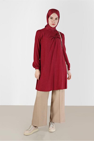 TRENDTESETTÜR تونيك نسائي بشريط أحمر - T 42394