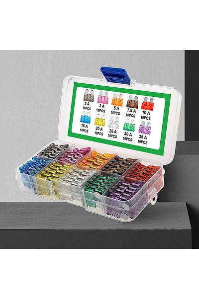 APWIKOGER 100Pcs Auto Fuse Kit 15A 20A 25A 30A 35A 10 Types Car Fuse Assortment with Box Blade Type Fuse As...