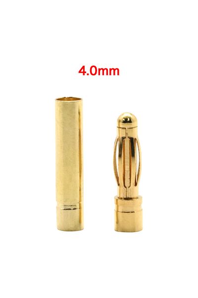 U-Angel-1988 4.0mm 20pcs/lot 2.0mm 3.0mm 3.5mm 4.0mm 5.5mm 6.0mm 8.0mm Gold Bullet Banana Connector Plug For Esc