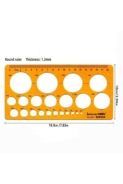 Choice 4361 Circular Oval Ruler Durable K Resin Drawing Design Furniture Architect Template Drafting Ruler