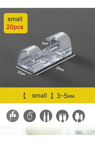Choice 100/20pcs Cable Organizer Clips Transparent Self-Adhesive Wire Management For Home Desk Office Ki...