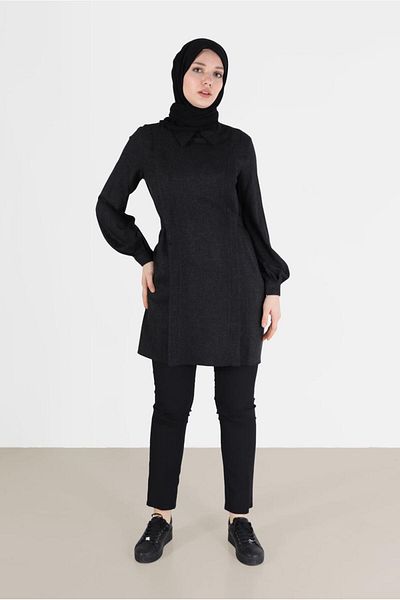 TRENDTESETTÜR Women's Black Tie-Detail Tunic t 42377