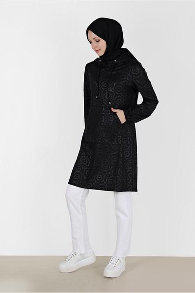 TRENDTESETTÜR Women's Black Patterned Tunikki - t 42368