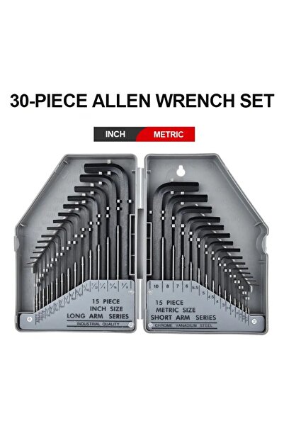 Choice1 مجموعة مفاتيح ربط رمادية اللون، 30 قطعة، مفتاح ربط سداسي، مفتاح ألين،...