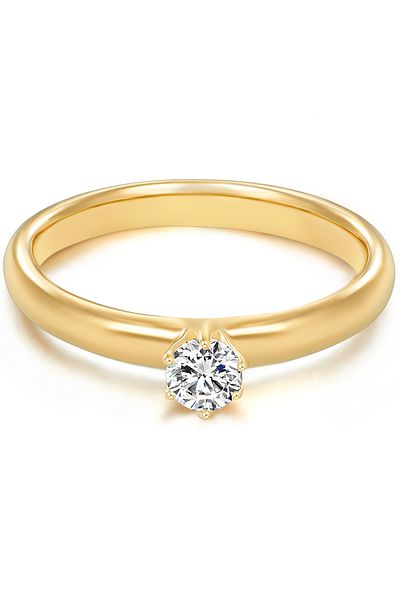 Trilani Silberring Yüzük Sterling Silber gelbgold Zirkonia weiß