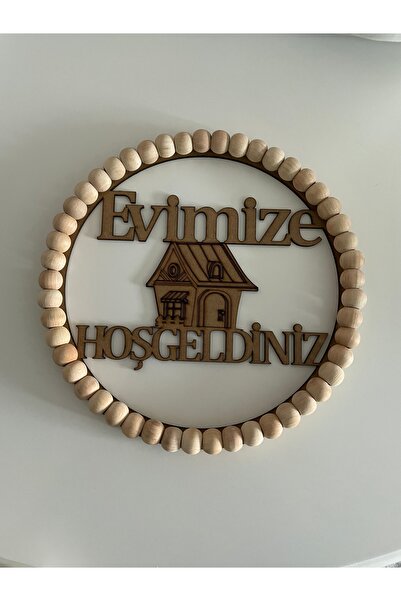 BOHEM Ahşap boncuklu hoşgeldiniz kapı süsü