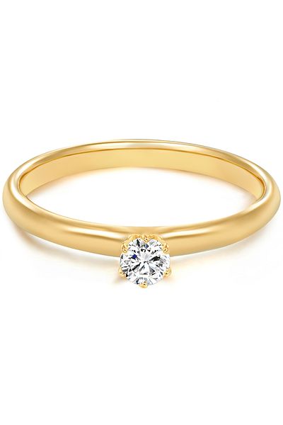 Trilani Silberring Yüzük Sterling Silber gelbgold Zirkonia weiß
