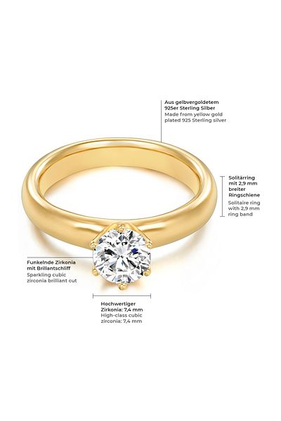 Trilani Silberring Ring Sterling Silber gelbgold Zirkonia weiß