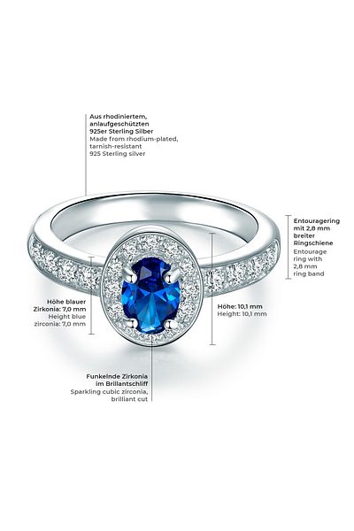 Trilani Silberring Ring Sterling Silber Zirkonia blau weiß