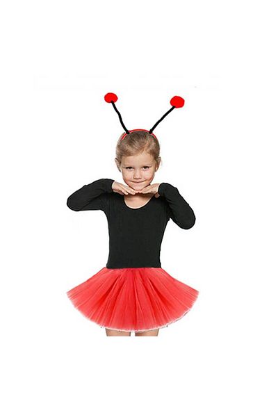 KAYAMU Red Ladybug Tutu Skirt and Red Ladybug Crown Set for Shows