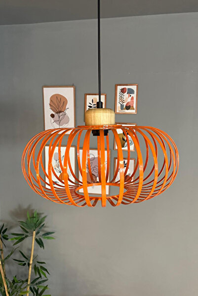 Bamyum Este Turuncu Sarkıt Avize Geniş Ahşap İç Mekan Aydınlatma Dekoratif Mu...