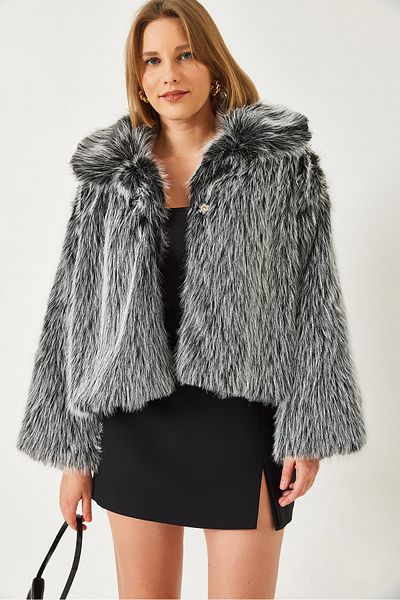 Bianco Lucci Women's Collared Faux Fur Lined Coat 38120 60251969