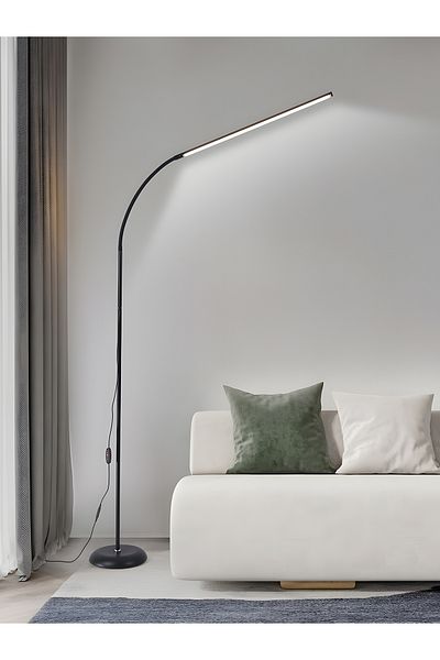 COOYA Nordic Modern Floor Lamp, With 3 Adjustable Color Temperature, 12W LED Bulb, for bedroom, Black