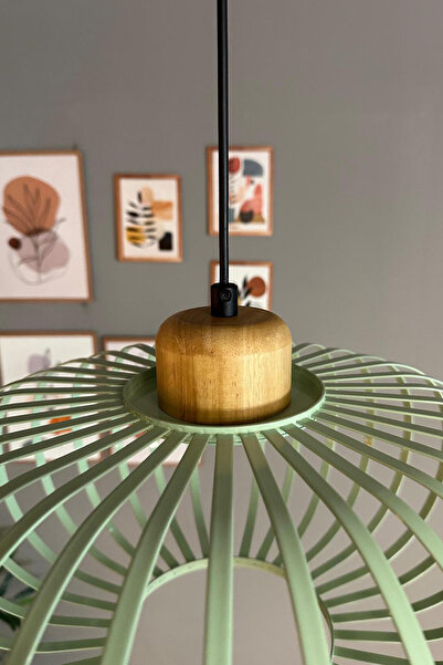 Bamyum Este Mint Sarkıt Avize Geniş Ahşap İç Mekan Aydınlatma Dekoratif Mutfak Hol Cafe Ofis