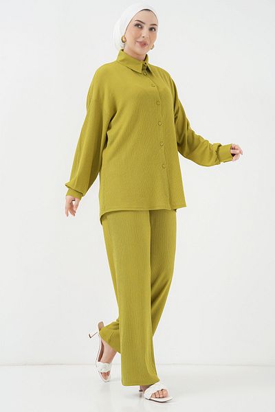 Bigdart T5858 Πλεκτό Σετ Hijab Διπλό - E.Green
