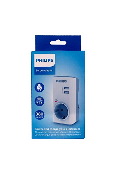 Philips Chp4010w Tekli Akım Koruma Priz, 380j, 2x Usba, Max 2.4a, Beyaz