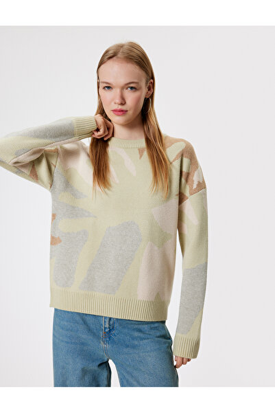 Koton Crew Neck Sweater Knitwear Abstract Pattern Long Sleeve