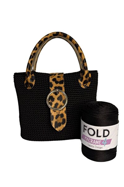 thekam Kit de tricotat pentru genți leopard și ață de tricotat neagră (NR. 4)...