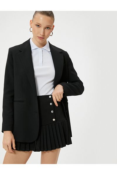 Koton Mini Skirt - Pleated and Regular Waist Button