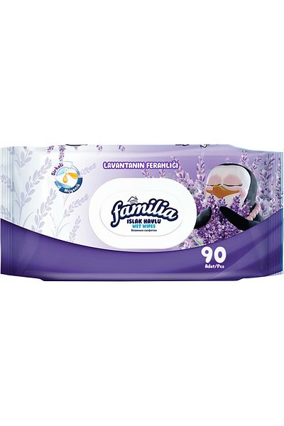 Familia Wet Towel Wipes Freshness of Lavender 90 Sheets Set of 12 with Plastic Cover 1080 Sheets