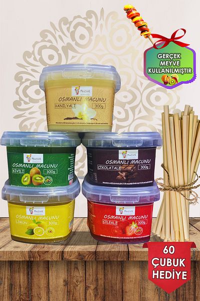 Festiva Lemon, Chocolate, Vanilla, Kiwi, Strawberry Paste Set - 60 Sticks