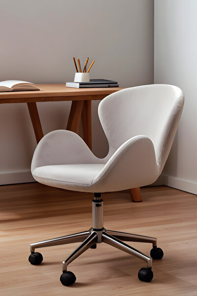 SandalyeDeposu Domas Krom Ayaklı Çalışma Koltuğu (Açık Gri Kumaş)