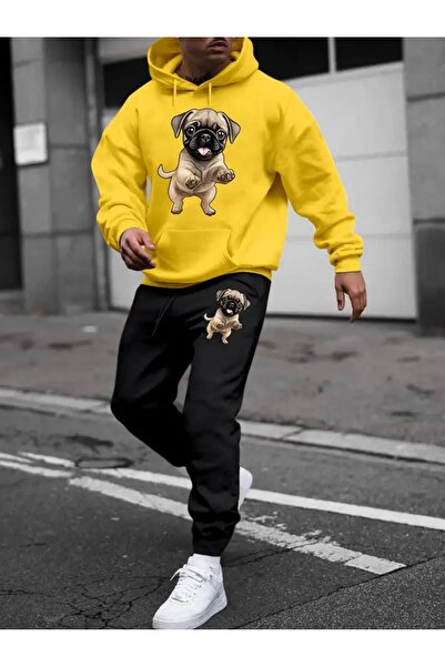 DAXİS Sportwear Company Men's Dog Printed Hoodie & Sweatpants Set - Hooded Sw...